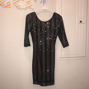 Black sequin cocktail dress